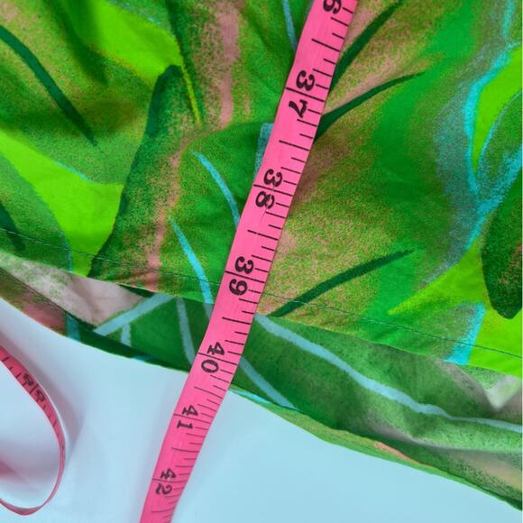 Anthropologie Farm Rio Green palm Leaf Print Dress puff sleeve sz 3x - Picture 10 of 11